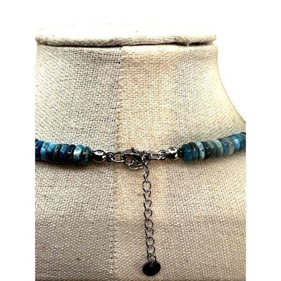 NEW Blue Natural Apatite Stone Beaded Necklace - Picture 10 of 11